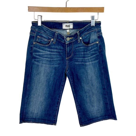 Paige Denim Bermuda Length Cut off Jean Shorts Size 25 - Picture 1 of 7